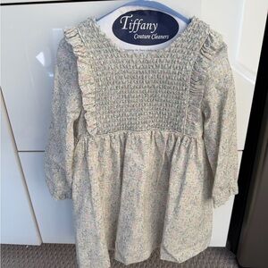 Floral Smocked Long-Sleeve Girls' Dress Top - Pastel Multicolor